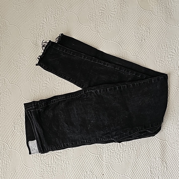 Free People Denim - Free People Black Jeans Stretch Raw Hem Skinny Jeans 61855-16515125 Waist 27